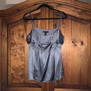 INC silk silver gray pleat front blouse size 16